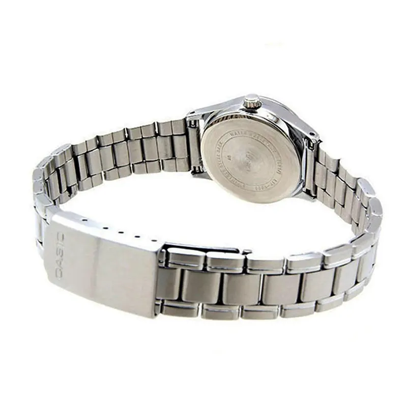 Casio Japan Quartz Enticer White Dial sILVER Ladies Watch- LTP-V004D-7B